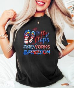 Comfort Colors Flip Flops Fireworks and Freedom, Funny 4th of July Shirt
