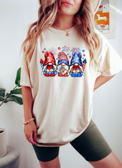 Comfort Colors 4th of July Gnomes Shirt, Independence Day Gnomes Shirt