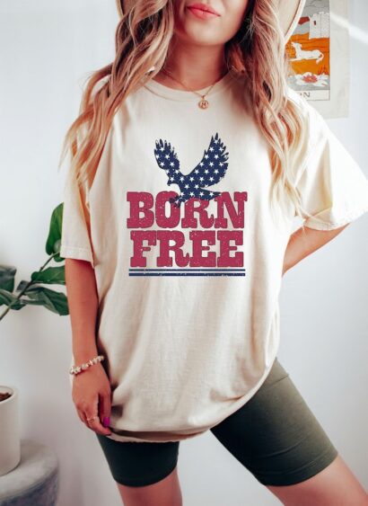 Comfort Colors Born Free Shirt, Patriotic Eagle Shirt