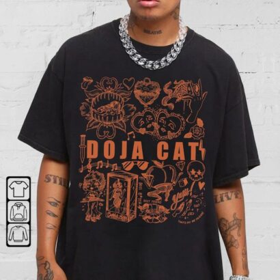 Doja Cat Doodle Art Shirt, Doja Cat Tattoo Art Tour 2023 Shirt