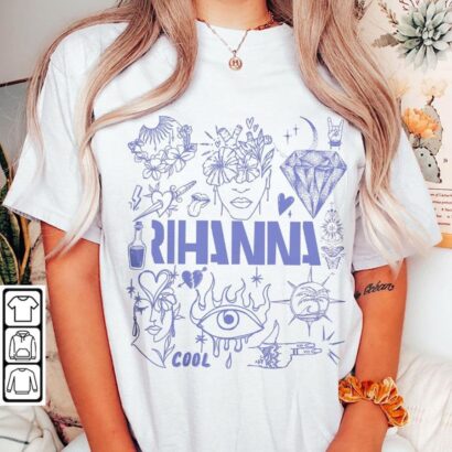 Rihanna Doodle Art Shirt, Rihanna Tattoo Art Tour 2023 Tour Shirt