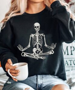 Skeletons Yoga Shirt, Halloween Sweatshirt, Yoga Lover Sweatshirt