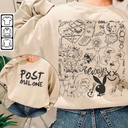 Post Malone Doodle Art Tattoo Shirt, 2 Side Post Malone