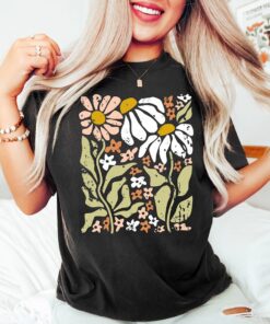 Flowers T-Shirt, Boho Wildflowers Floral Nature Shirt