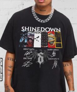 Shinedown Band Collage Album signed Shirt, Shine Down Planet Zero Tour Shirt, Shine Down Shirt