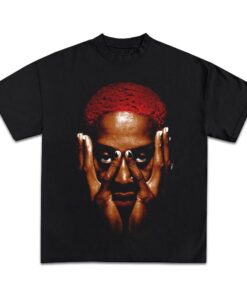 DENNIS RODMAN T-Shirt - Red Rare Homage Vintage Rap Tee Hip Hop Style