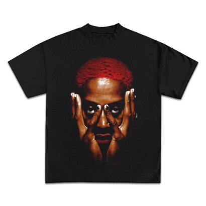 DENNIS RODMAN T-Shirt - Red Rare Homage Vintage Rap Tee Hip Hop Style