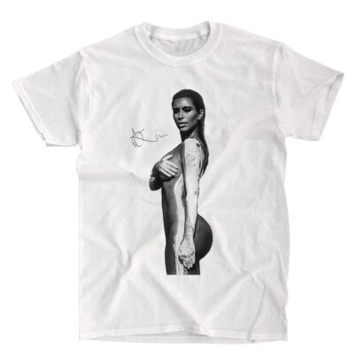 Kim Kardashian Body Painted Shirt, Kim Kardashian White Tee