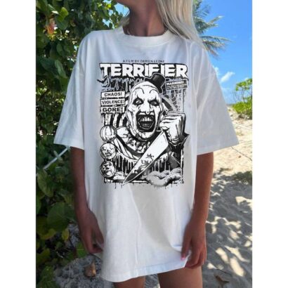 Terrifier Cover Clown Scary Horror Movie TShirt, Terrifier Shirt
