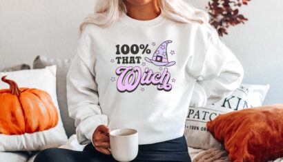 Witch Halloween Sweatshirt, Spooky Mom Comfort Colors Shirt, Womens Cute Pumpkin Halloween Sweater