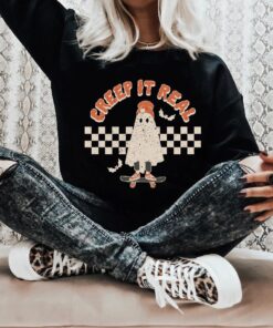 Creep It Real Halloween Sweatshirt, Spooky Mama Halloween Mom Shirt, Scary Trick or Treat Comfort Colors Shirt