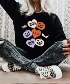 Pumpkins And Bats Halloween Tee, Spooky Mama Halloween Mom Shirt, Scary Trick Or Treat Comfort Colors Shirt