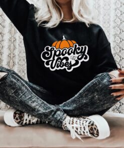 Spooky Vibes Halloween Tee, Spooky Mama Halloween Mom Comfort Colors Shirt