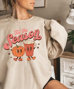 Tis The Season Halloween Sweatshirt, Womens Cute Pumpkin Halloween Comfort Colors Sweater