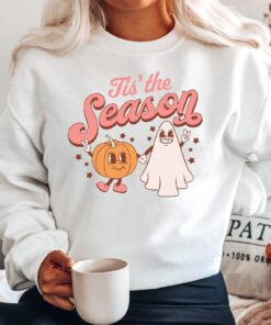 Tis The Season Halloween Sweatshirt, Womens Cute Pumpkin Halloween Comfort Colors Sweater