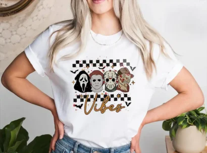 Retro Halloween shirt, horror Halloween sublimation shirt, spooky vibes shirt, scary movie shirt