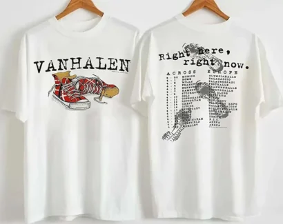 1993 Van Sneaker Right Here Right Now Across Europe Tour Tshirt, Van Halen Tshirt