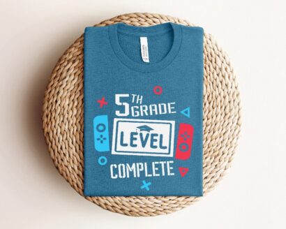 5th Grade Level Completed, Gamer Graduation Shirt, School Graduation T-Shirts