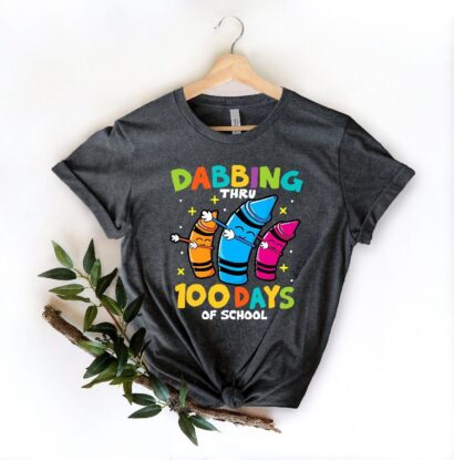 Dabbing Thru 100 Days Of School Shirt,100 Days Brighter Shirt, Teacher Shirt