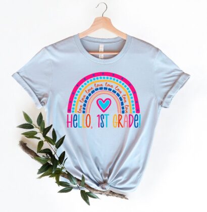 Hello 1st Grade Shirts, Teach Love Inspire Shirt, Back To School Shirt, First Grade Teacher Tee