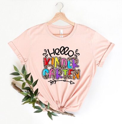 Hello Kindergarten Shirts, Teach Love Inspire Shirt, First Grade Teacher Tee