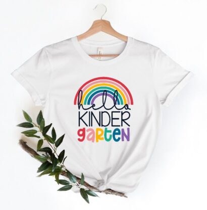 Hello Kindergarten Shirts, TTeacher Appreciation Tee, 1st Day Of School Shirt