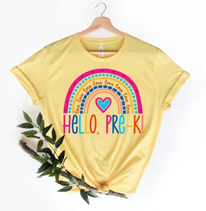 Hello Pre-k Grade Shirts, Pre-k Teacher Tee