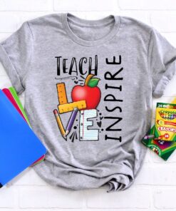 Teach Love Inspire Shirt, Back To School Shirt, First Grade Teacher Shirts
