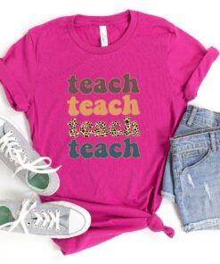 Retro Leopard Teach Shirt, Retro Teach Shirt, Teacher Leopard Shirts