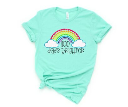 Teacher 100 Days Brighter, Teacher Shirt, 100 Days Of School, Teacher Gifts