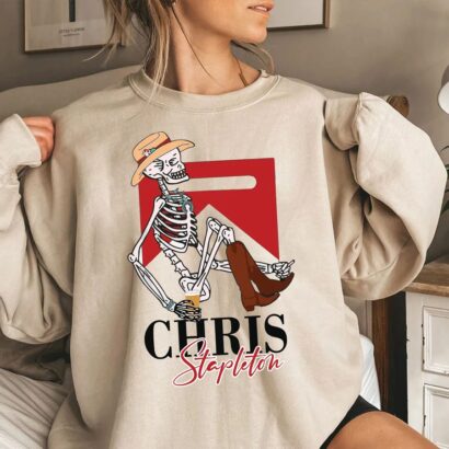 Chris Stapleton Skeleton TShirt, Chris Stapleton Cowboy Sweatshirt, Retro 90s Chris Stapleton Fan Gift Tee