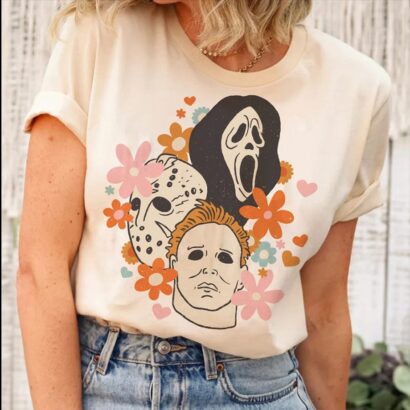 Retro Vibes Horror movie Halloween Scream Jason Spooky comfort color shirt, Michael Meyers comfort color shirt