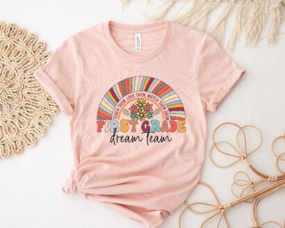 First Grade Rainbow Dream Team Shirt, 2022 Funny First Day Of School Shirt