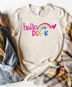 Hello Pre-K Colorful Rainbow Shirt, Hello Pre-k Shirt, Black To School Shirt