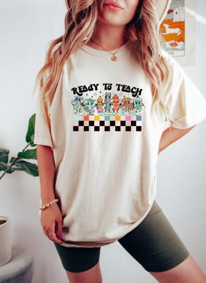 Ready To Teach Shirt, Checkered Teacher Shirt, Vintage Retro School Shirt