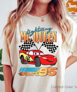 Retro Lightning Mcqueen Fast 95 Comfort Shirt, Cars Theme Birthday Shirt