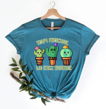 Team Preschool We Stick Together Shirt, Preschool Cactus Gang Shirt