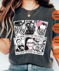 Horror Characters Tarot Card Comfort Colors Shirt/Halloween Horror Movie shirt/Ghost Face,The Clown,The Slasher shirt