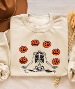 Pumpkin Halloween Sweatshirt, Skeleton Halloween Comfort color Shirt, Pumpkin Shirt