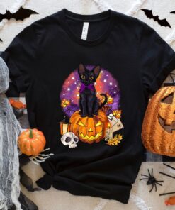 Halloween Black Cat Shirt, Halloween Shirt, Halloween Pumpkin Shirt, Cute Halloween Shirt