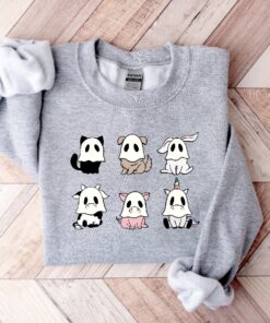 Halloween Sweatshirt, Ghost Sweatshirt, Halloween Cat Shirt, Halloween Cow Shirt