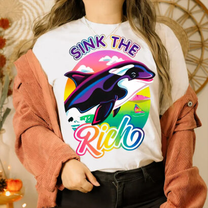 Sink The Rich Shirt, Gladys The Yacht- Sinking Orca Shirt, Orca Rainbow shirt, Political Meme Funny Tshirt