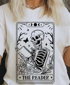 The reader tarot card tshirt, Skeleton reading tshirt, The reader tshirt, Book lover tshirt, Reading tshirt