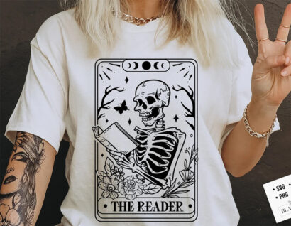 The reader tarot card tshirt, Skeleton reading tshirt, The reader tshirt, Book lover tshirt, Reading tshirt