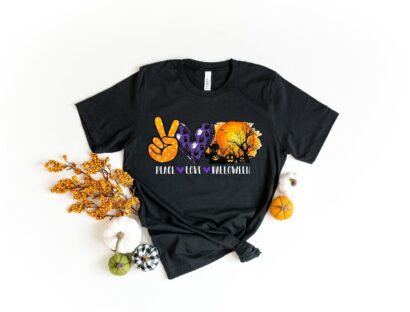 Peace Love Halloween Shirt, Halloween Shirt, Spooky Shirt, Cute Halloween Shirt