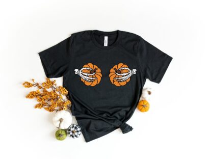 Skeleton Boob Hand Shirt, Skeleton Pumpkin Shirt, Boobs Shirt, Skeleton Shirt