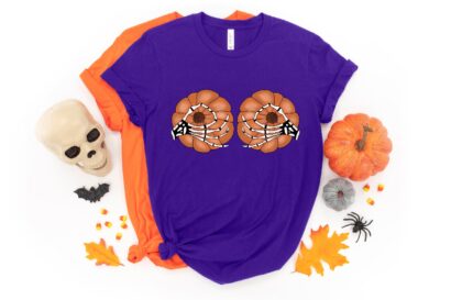 Skeleton Boob Hand Shirt, Skeleton Pumpkin Shirt, Boobs Shirt