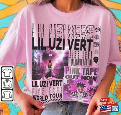 Lil Uzi Vert Rap Shirt Y2k 90S Merch Vintage Pink Tape T-Shirt World Tour 2023 Tickets Album American Flag V4 L17 Sweatshirt