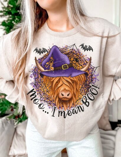 Halloween Highland Longhorn Cow Shirt, Moo I Mean Boo Cute Cow Shirt