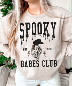 Spooky Babes Sweatshirt, Spooky Season Shirt, Skeleton Cowboy Shirt